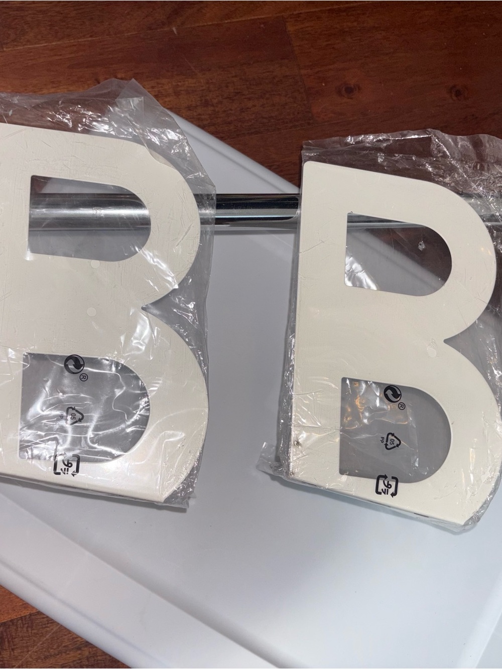 NWT IKEA Two White Letter B Metal Book Ends